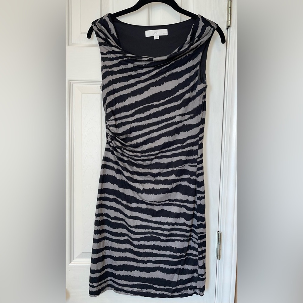 Loft Sleeveless Zebra Print Sheath Dress XSP